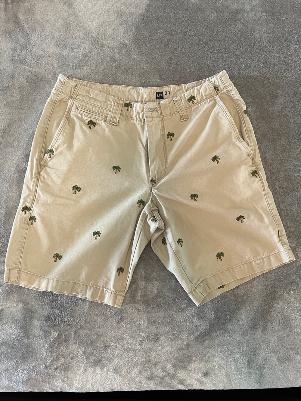 GAP Khaki Shorts with Green Palm Embroidery
